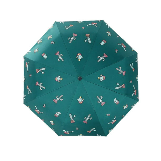 Fashion Green Leaves Umbrellas Vinyl Anti UV Parasol Women's Folding Umbrella